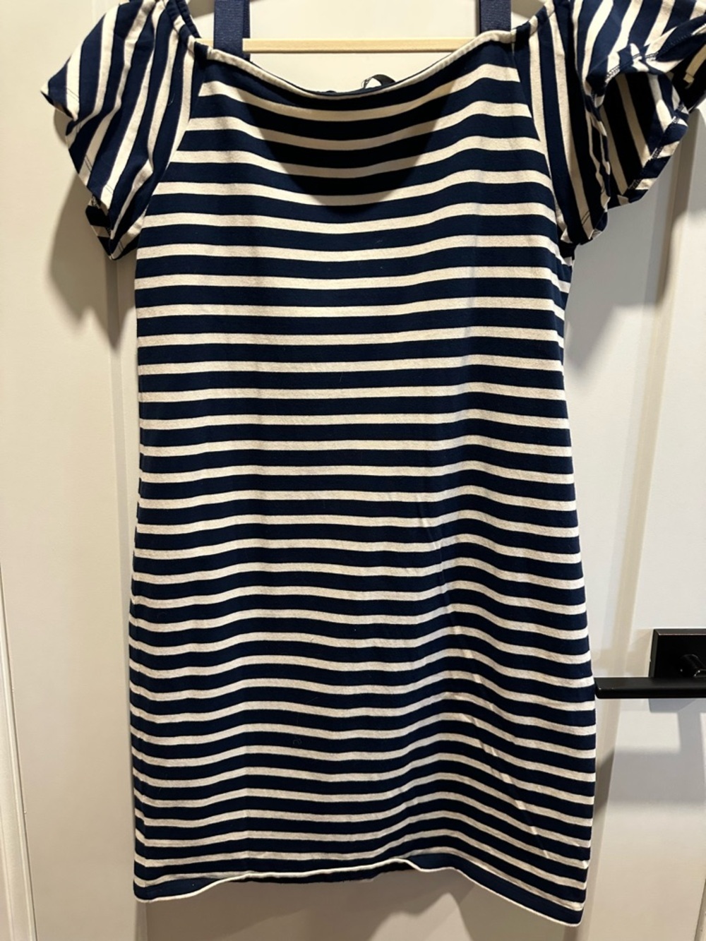 Ralph Lauren Navy and White Striped Boatneck Top